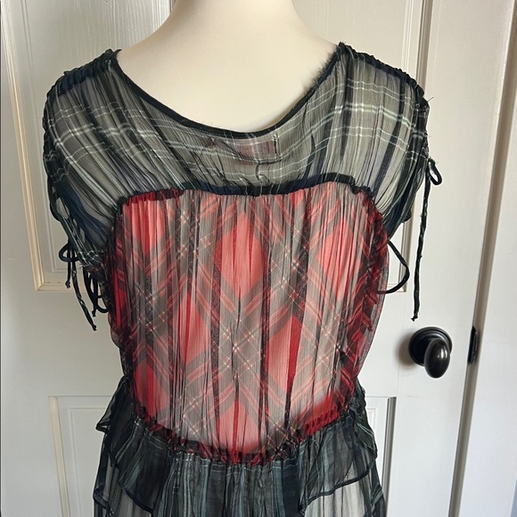 Free People plaid front tie cover up - Picture 5 of 7